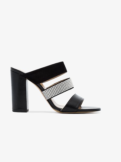 pointed leather rhinestone mules