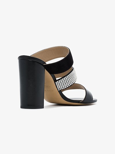 pointed leather rhinestone mules
