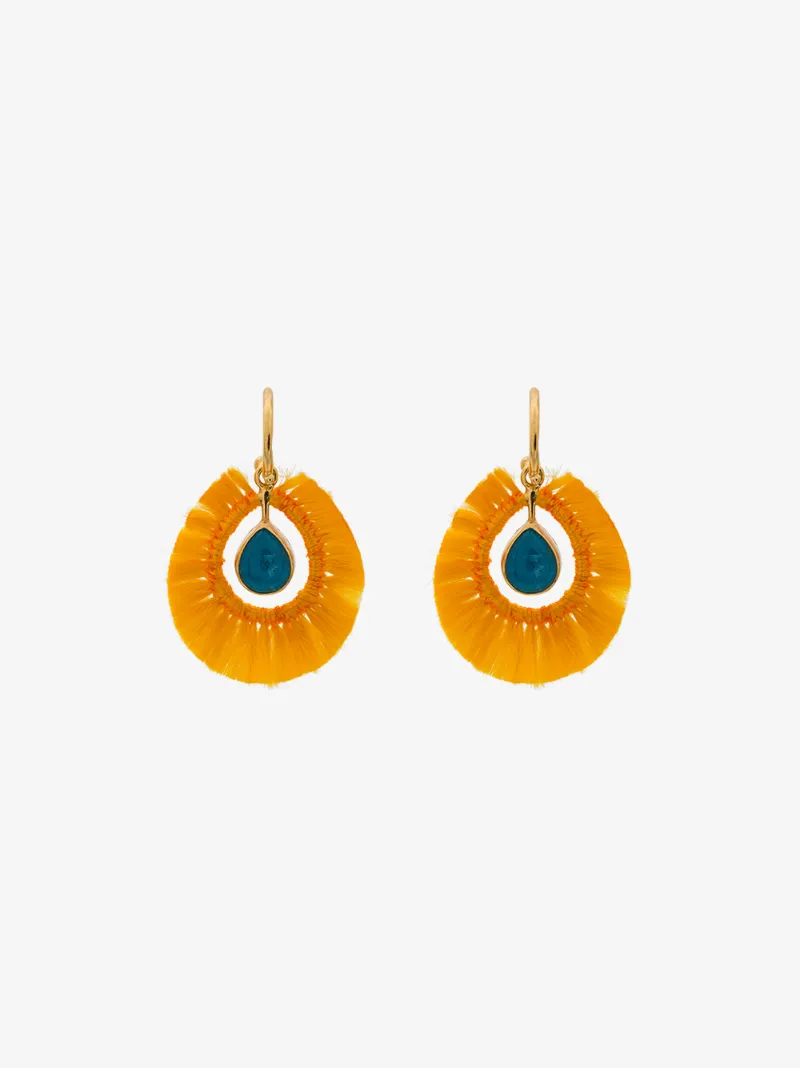 Katerina Makriyianni Yellow Fringed Gold Vermeil Apae Earrings On Katerina Makriyianni Yellow Fringed Gold Vermeil Apae Earrings