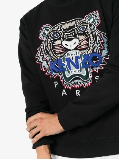Kenzo Felpa con tigre ricamata nero | MODES