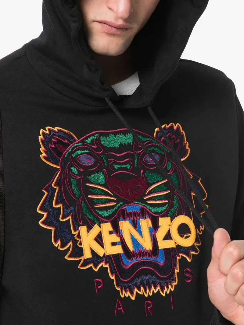 Kenzo Felpa con tigre ricamata nero | MODES