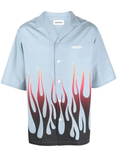 flame-print branded short-sleeve shirt 