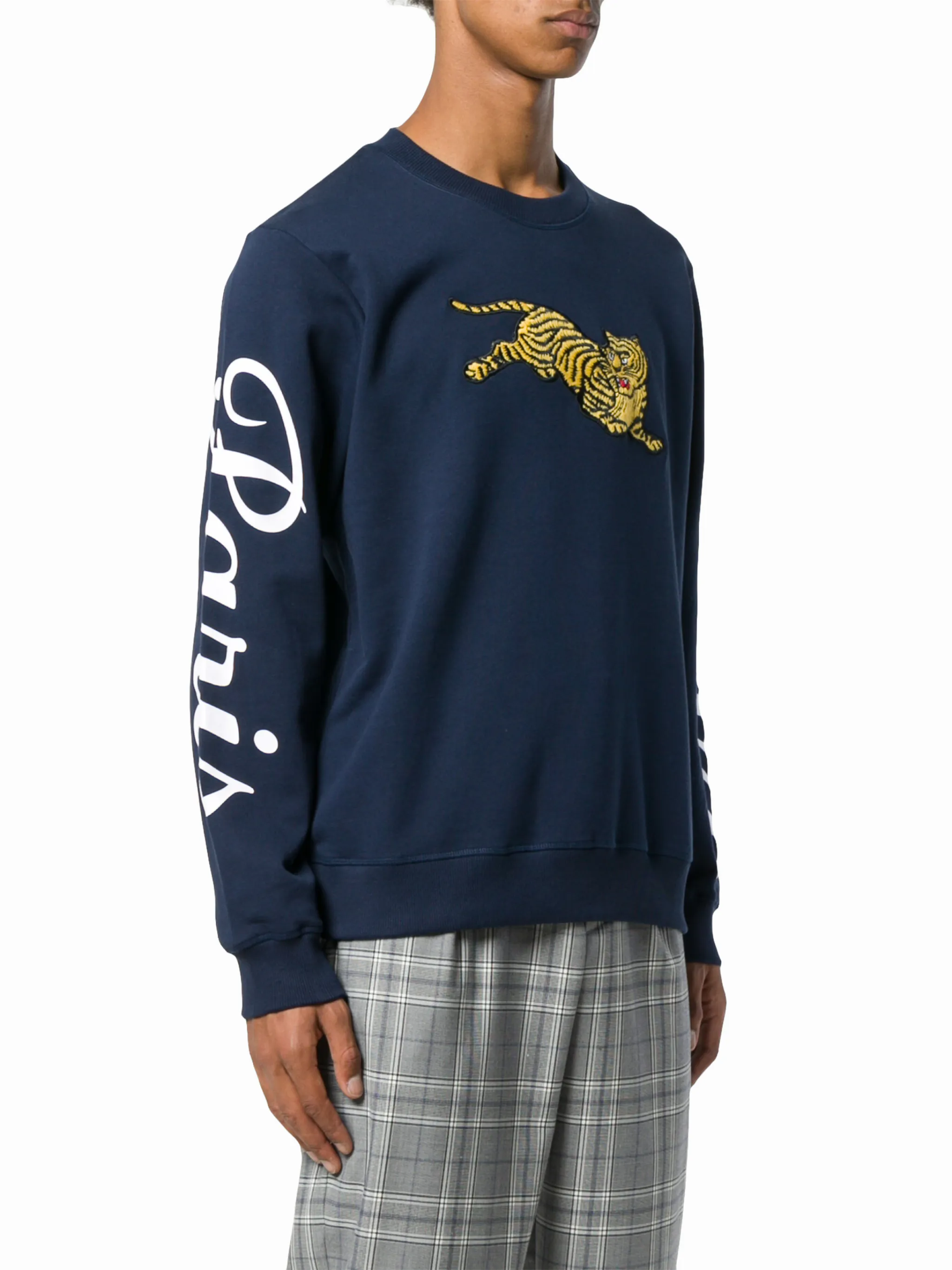 Kenzo jumping tiger embroidered logo print cotton sweatshirt 