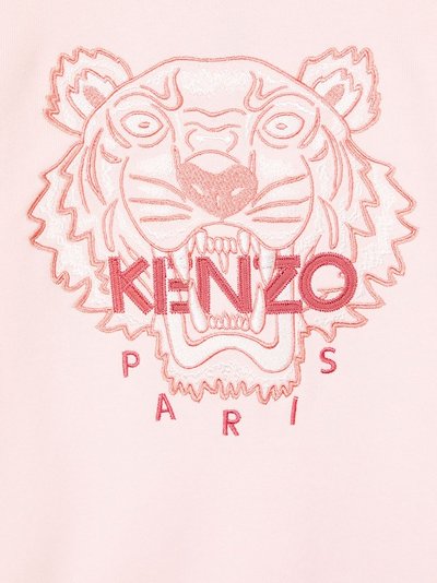 Kenzo Kids Embroidered Tiger Crew Neck Sweatshirt Pink Modes