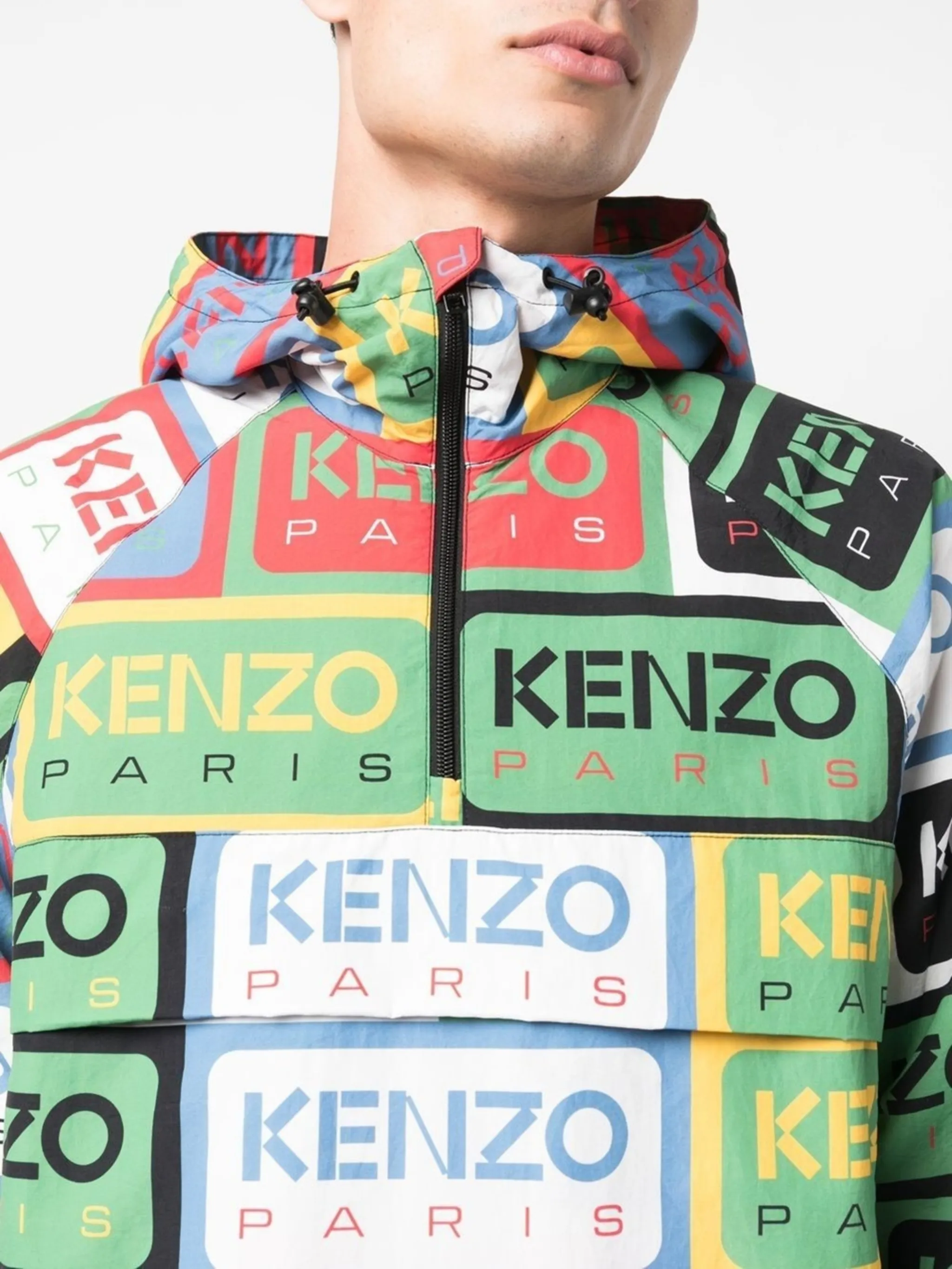 Kenzo labl-print half-zip windbreaker | Eraldo.com NF