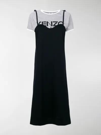 Kenzo layered cami dress black | MODES