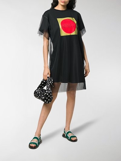 Kenzo Layered Tulle T Shirt Dress Black Cotton Modes