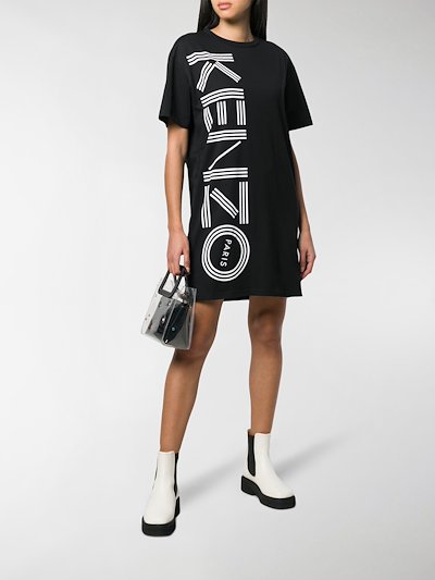 Kenzo Logo Print T Shirt Dress Black Modes