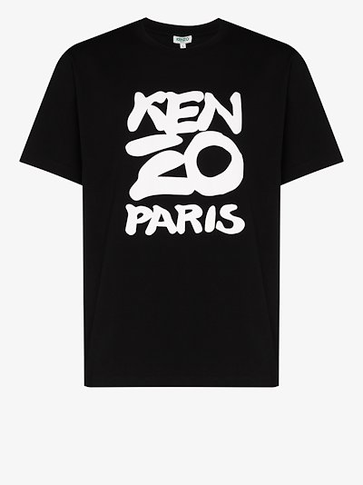 Kenzo Paris Logo Print Cotton T Shirt Browns