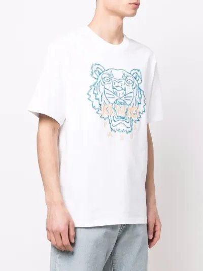 Tiger-embroidered cotton T-shirt 