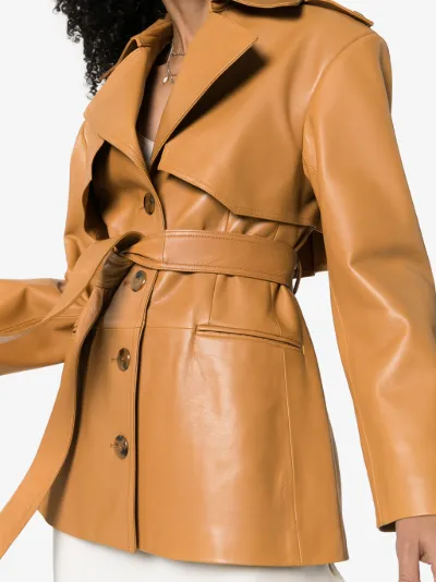 short leather trench coat