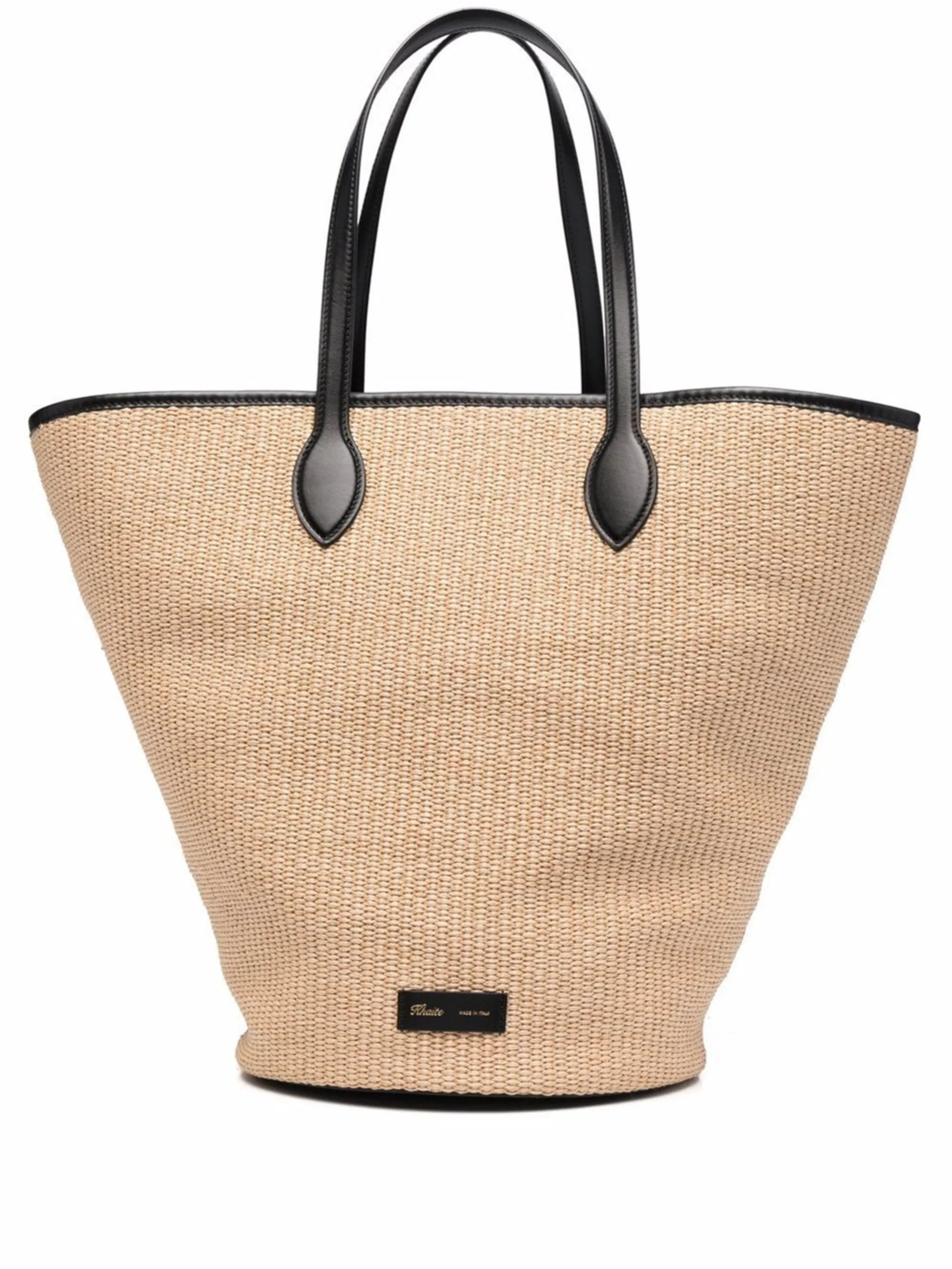 cassandra leather trim raffia tote