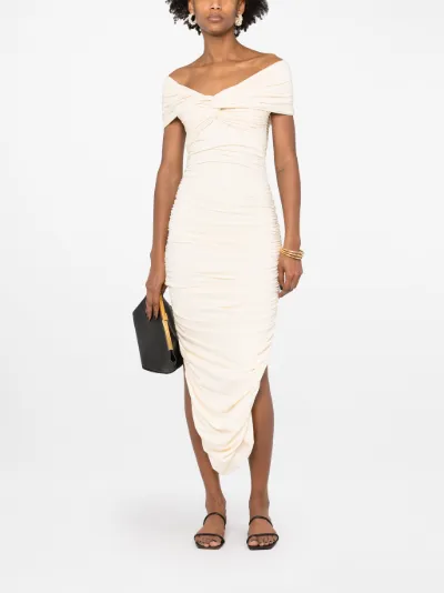 white fitted midi dress