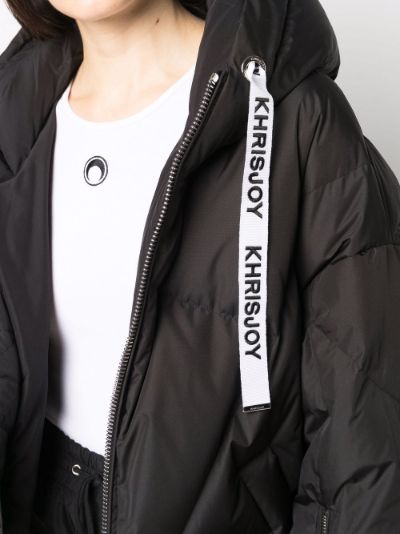 black oversized hooded puffer jacket