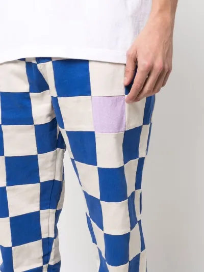 check-print straight-leg trousers 