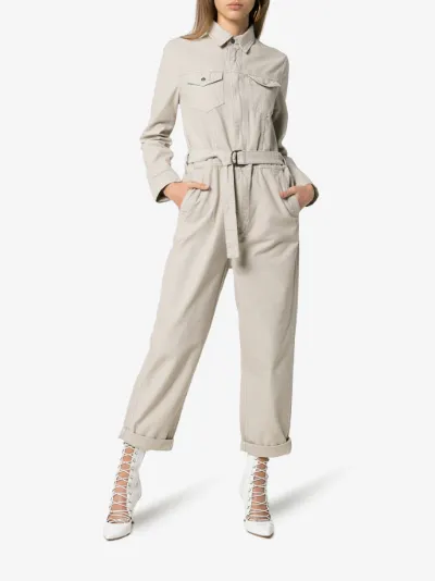 khaki denim boiler suit