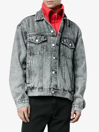 grey acid wash denim jacket