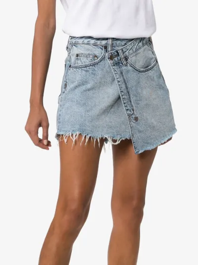 asymmetrical denim mini skirt