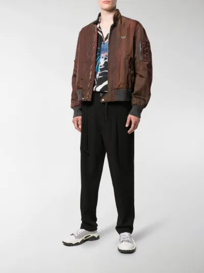 patterned bomber jacket