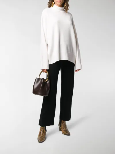 white cashmere roll neck jumper