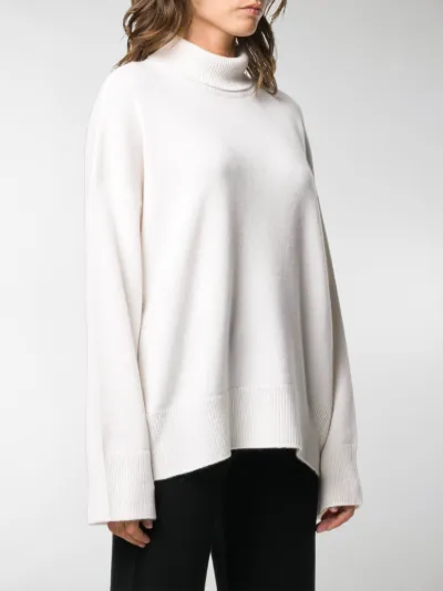 white cashmere roll neck jumper
