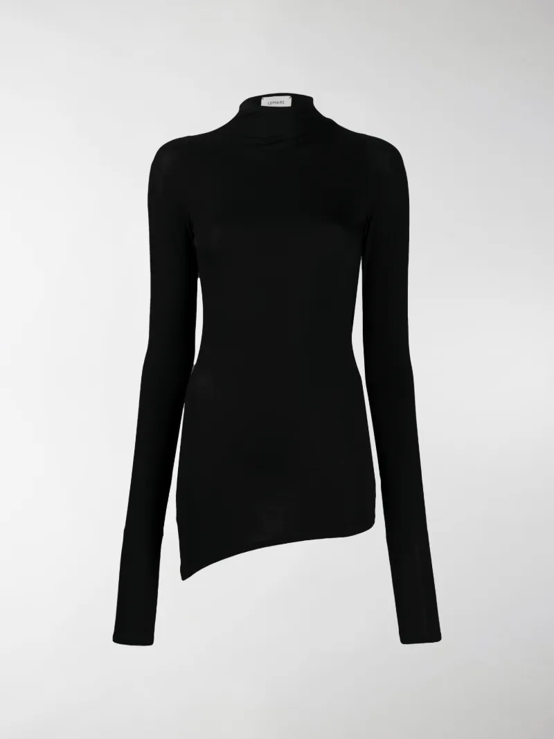black fine knit polo neck