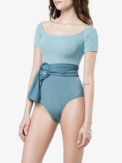 Leslie Amon Blue belted swimsuit