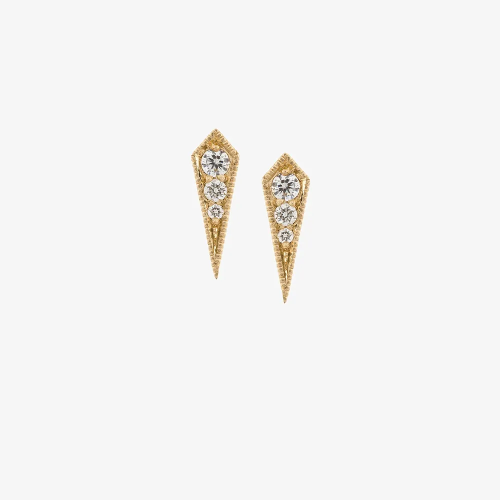 Lizzie Mandler Fine Jewelry 18K yellow gold Kite diamond stud earrings
