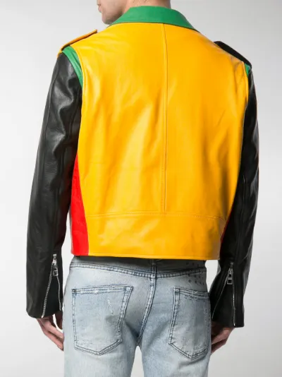 LOEWE colour-block leather jacket black 