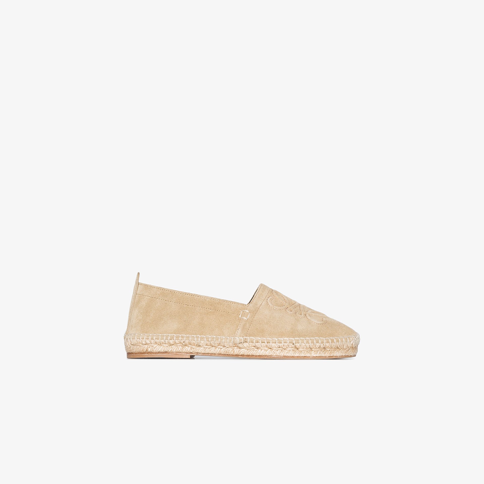 Loewe Gold Anagram Logo Embroidered Suede Espadrilles Browns