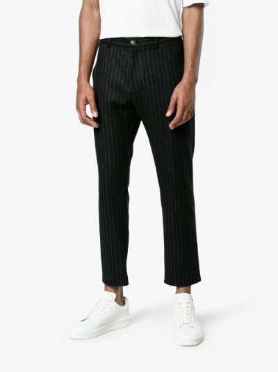 pinstripe tapered trousers