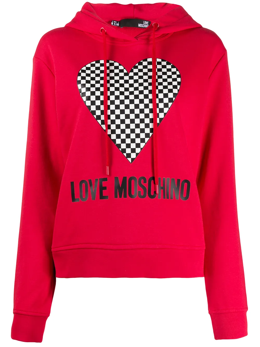 checkerboard print hooded sweatshirt