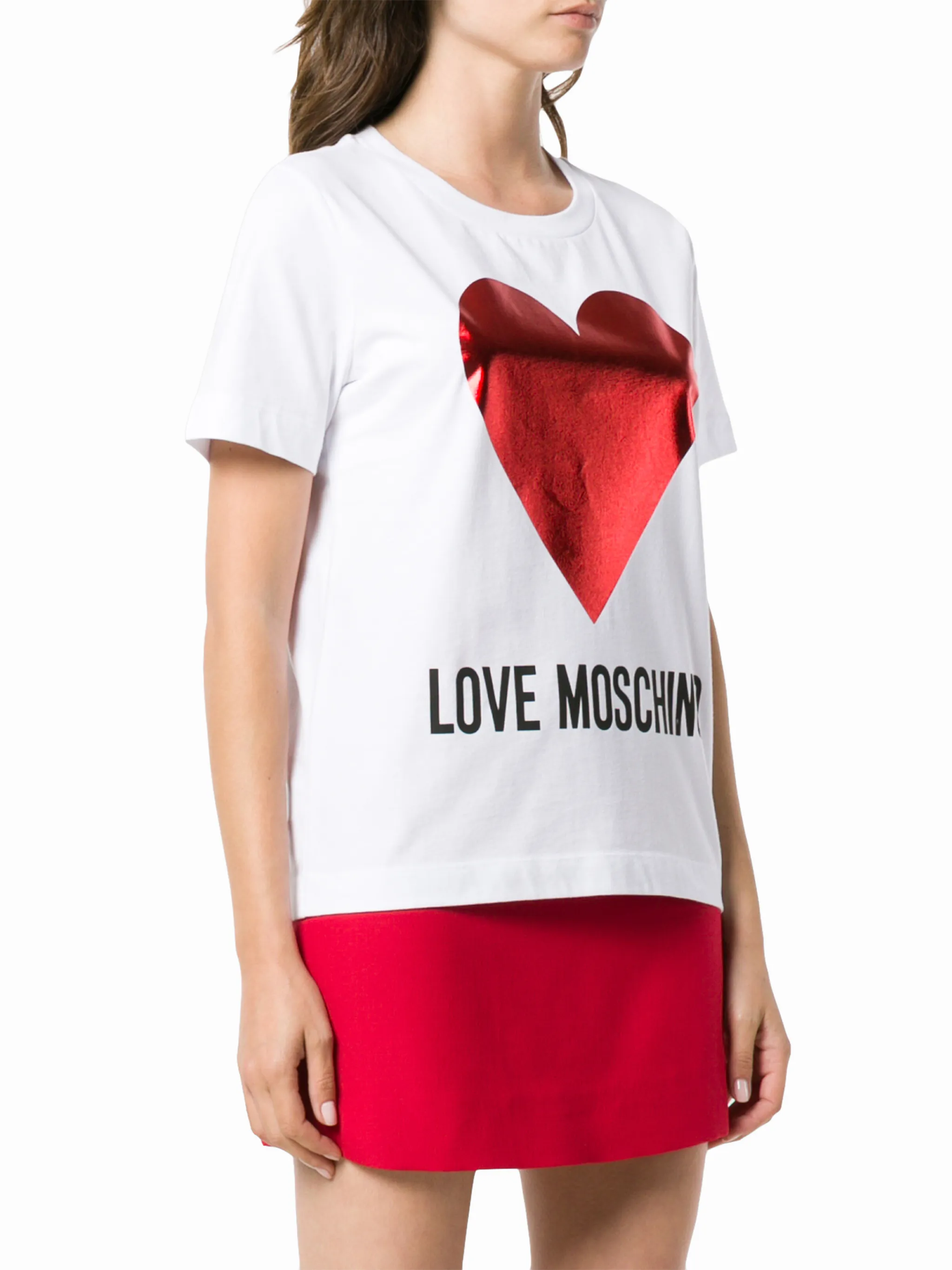 Love Moschino Embroidered hot Logo Heart Tie Neck Shirt Size 4