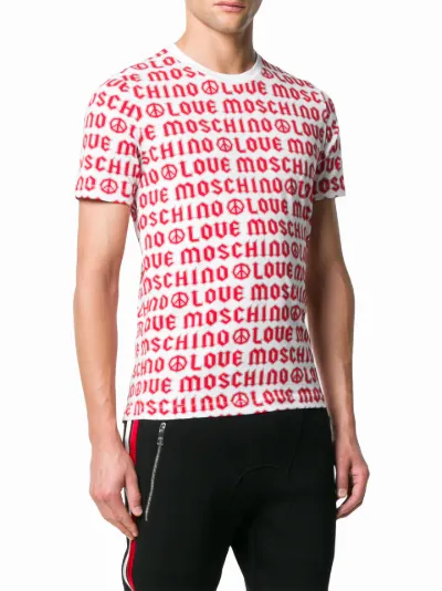 red and white moschino t shirt