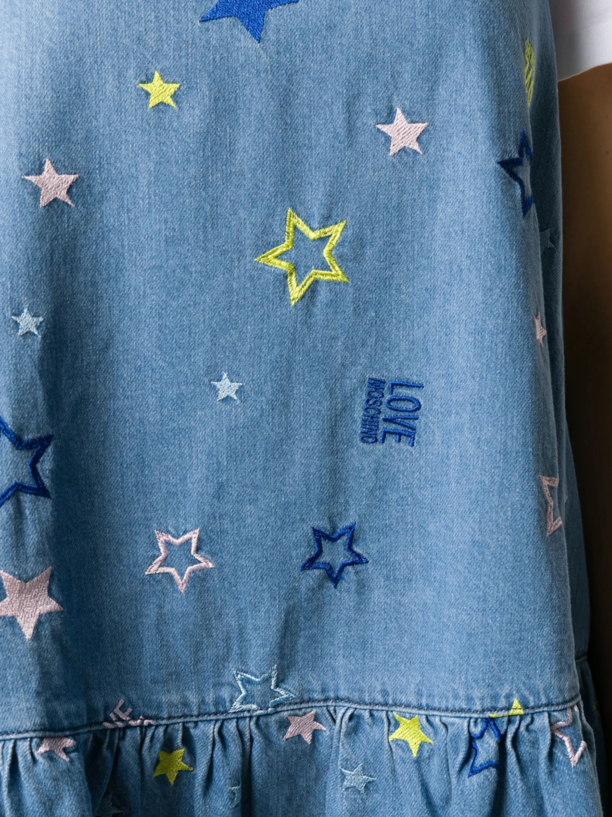 Love Moschino sleeveless embroidered stars denim dress Eraldo DE