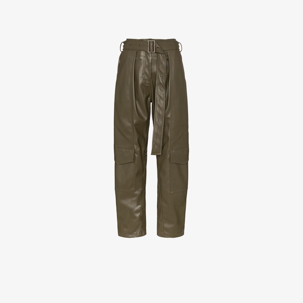 brown leather cargo pants