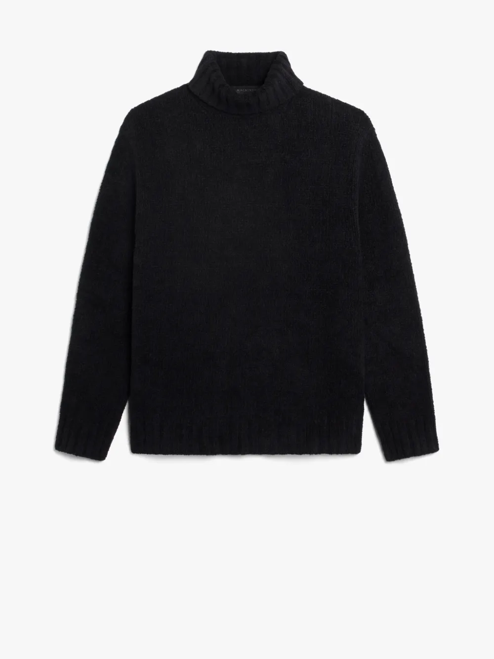 black chenille turtleneck sweater