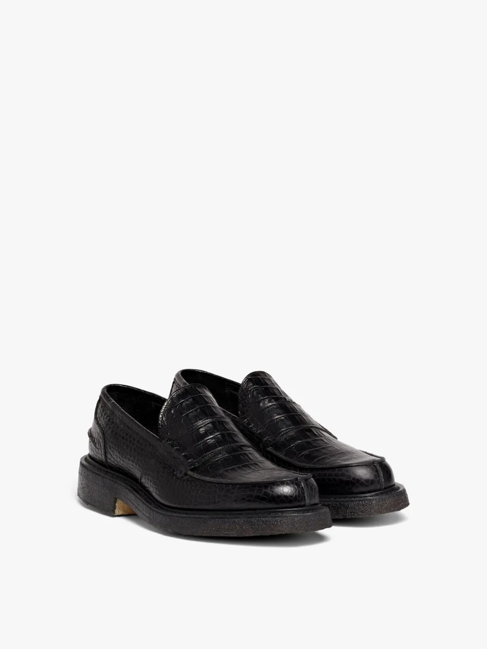 Black Moc Croc 0003 x Tricker's Loafers 