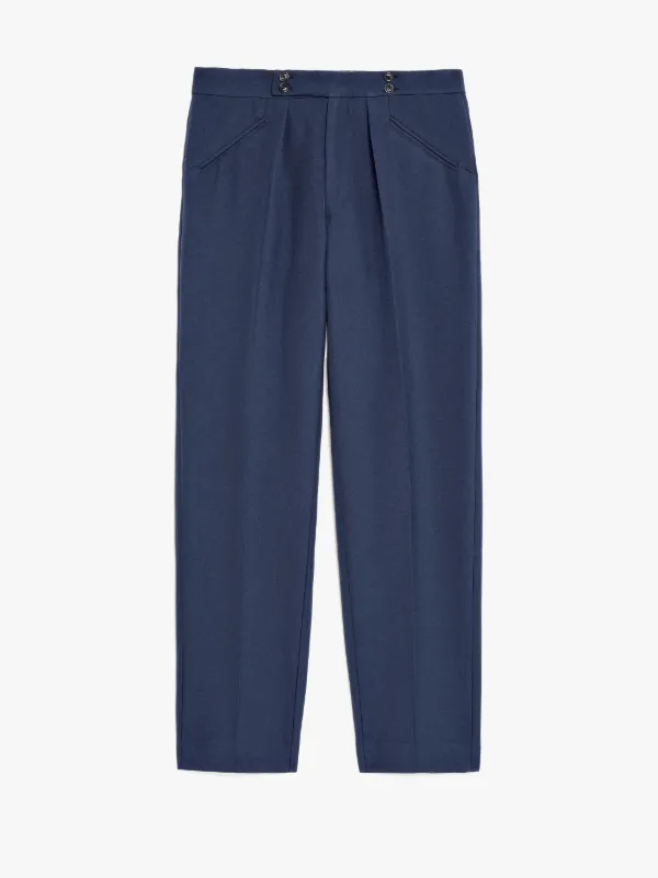 Navy Virgin Wool Blend 0003 Tailored Trousers