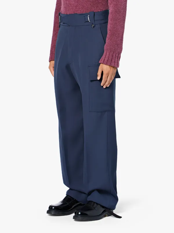 Navy Virgin Wool Blend 0003 Waisted Trousers