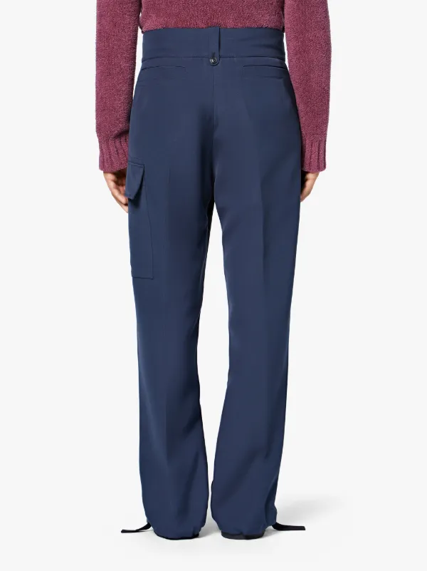 Navy Virgin Wool Blend 0003 Waisted Trousers