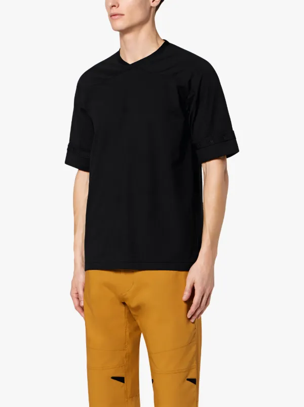 Black Cotton Blend 0004 Cross Collar T-Shirt