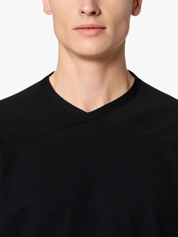 Black Cotton Blend 0004 Cross Collar T-Shirt