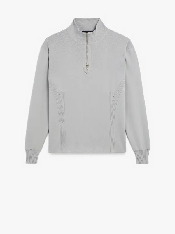 Off White Cotton 0004 Zip-Neck Sweater | Mackintosh