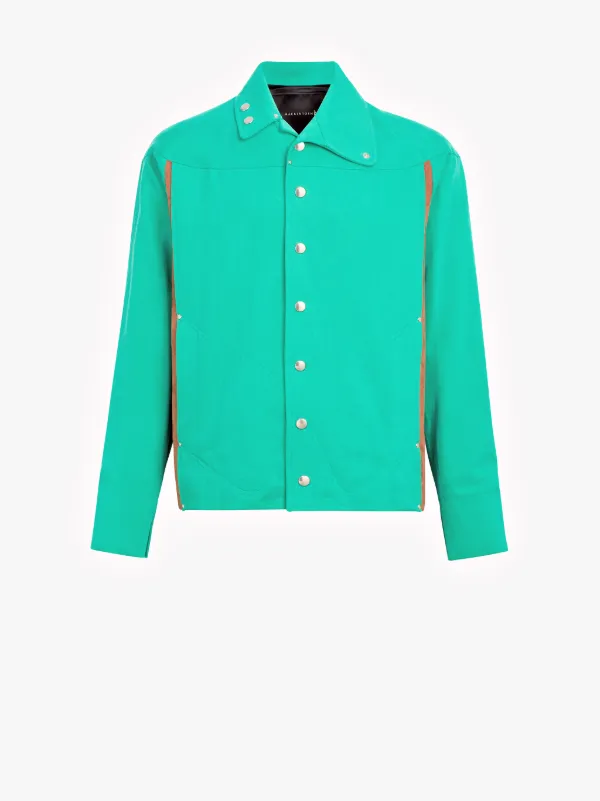 Turquoise Cotton Blend 0004 Two Tone Jacket