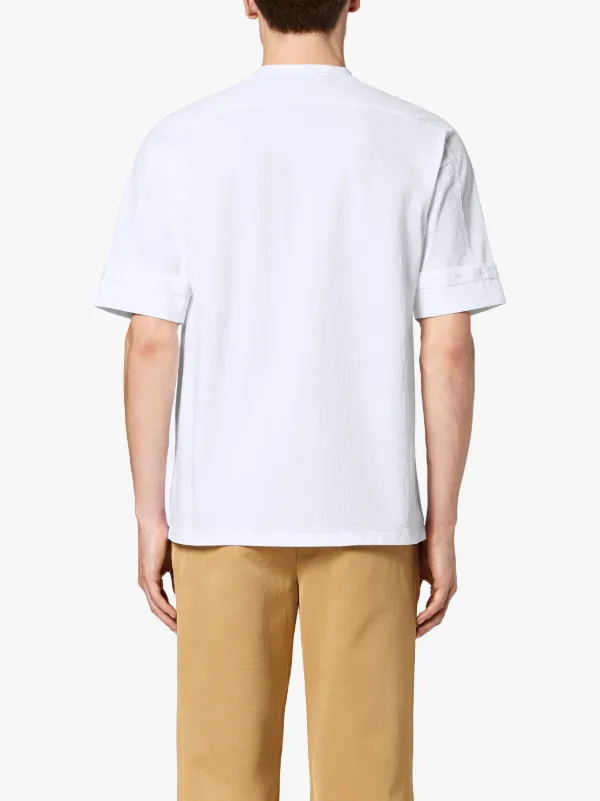 White Cotton Blend 0004 Cross Collar T-Shirt