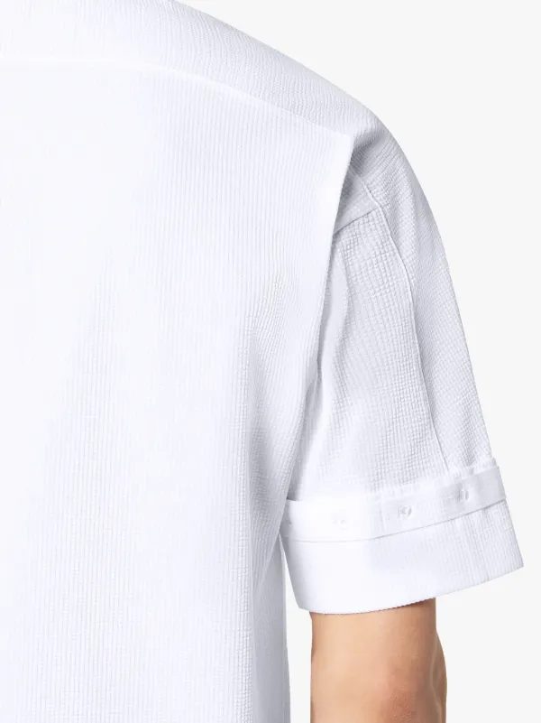 White Cotton Blend 0004 Cross Collar T-Shirt