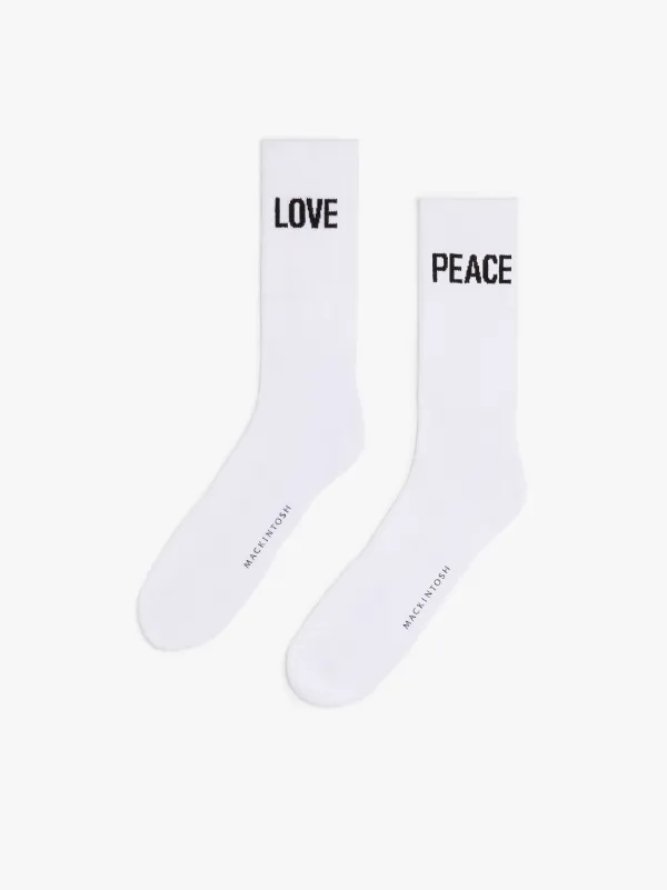 2-pack PEACE x LOVE White Sport Socks | ACC-SO01