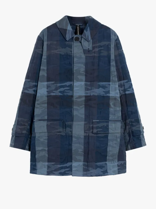 A-LINE TORRENTIAL Navy Camo Cotton Blend Raincoat