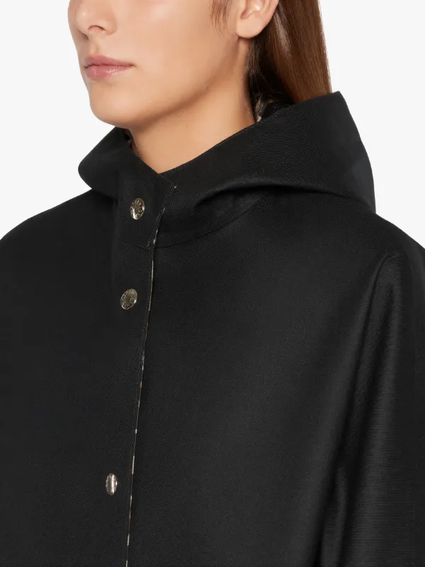 AIRDRIE Black Bonded Wool Hooded Coat | LR-1006